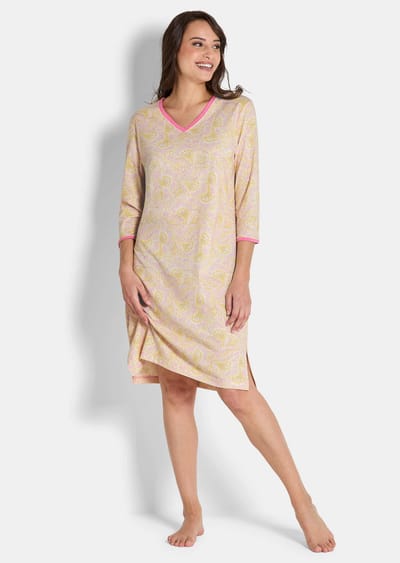 Nachthemd met paisleymotief - beige / roze / gedess. - Gr. 36/38 van Goldner Fashion