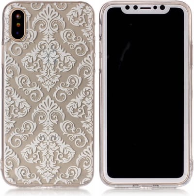 Peachy Doorzichtige sierlijke witte lijnen geschikt voor iPhone X XS hoesje case cover