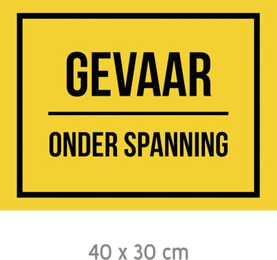 Bord/ waarschuwing (groot) | "Gevaar - Onder spanning" | 40 x 30 cm | Ideaal voor buiten | Spanningslokaal | Voltage | Bedreiging | Opgelet | Elektriciteit | Spanningscabine | Niet voor onbevoegden | 1 stuk