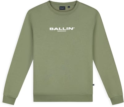 Ballin Amsterdam - Heren Regular fit Sweaters Crewneck LS - Army Green - Maat XS