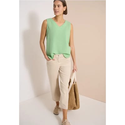 Blousetop met V-hals van mousseline