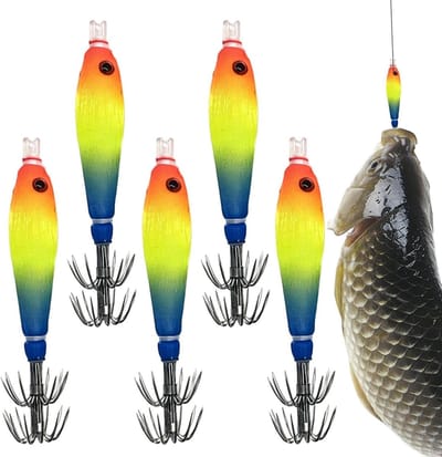 Inktvis Vis Aas - Kunstaas Zacht Plastic - Vissen in Zoutwater - Fosforescerende Imitatie - 5 stuks - Model A