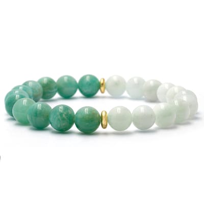 Bixorp Gems Aquamarijn + Amazoniet Edelstenen Armband - 8mm / 18cm - Split Armband - Luxe Handgemaakte Kralenarmband