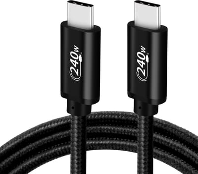 USB-C naar USB-C kabel - 240W Oplader en data kabel - 5A snellader - 480Mbps - 1 Meter - Oplaadkabel - geschikt voor o.a. Laptop en Telefoon - zwart