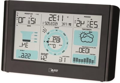 Regenmeter Draadloos Weerstation met Windmeter en Weersvoorspelling - Binnen- en Buitentemperatuur - Zwart