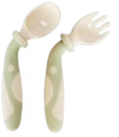 TSD goods Baby Bestekset groen - Kinderbestek set - Flexibel Bestek - Lepel en Vork - set van 2 stuks