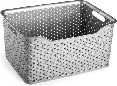 Plasticforte opbergmand/kastmandje - 18 liter - zilver - kunststof - 29 x 39 x 19 cm