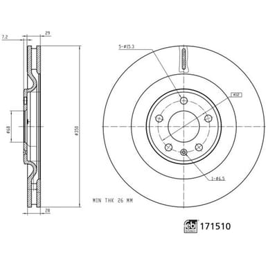 Febi Bilstein Remschijf FEBI 171510, 1 stuk