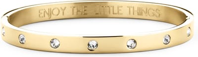 CO88 Collection Sparkle 8CB-90193 Stalen Bangle met Kristal en Tekst - Enjoy The Little Things - One-size (58x49x6 mm) - One-size - Goudkleurig