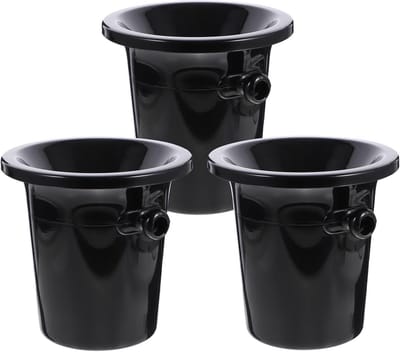 Set van 3 Creatieve Wijnproeverij Emmers - Kunststof Wijnbuckets met Dubbele Handgreep voor IJs en Wijnproeverijen (Zwart)