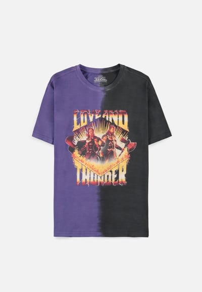 Marvel Thor Heren Tshirt -S- Love and Thunder - Graphic Art Zwart/Paars