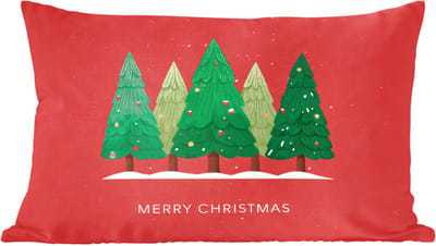 Sierkussens - Kussentjes Woonkamer - 60x40 cm - Minimalistisch - Kerstbomen - Rood - Sneeuw