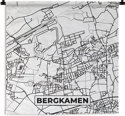 Wandkleed - Wanddoek - Plattegrond - Kaart - Bergkamen - Stadskaart - 180x180 cm - Wandtapijt