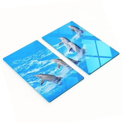 Multifunctionele decoratieve glazen borden met dolfijnenprint 2x30x52 cm