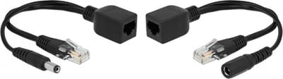 Passieve Power over Ethernet (PoE) adapter kit - RJ45 + DC 5,5 x 2,1 mm / zwart - 0,20 meter