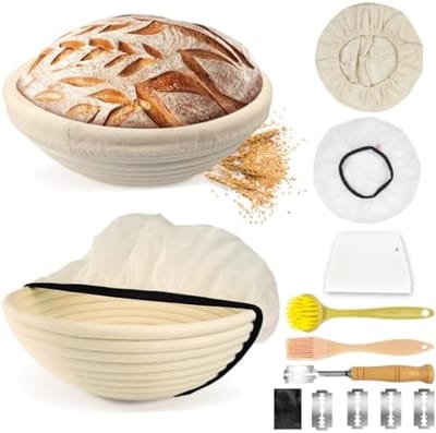 PromoHome Ronde Broodrijsmand Set - Complete Starterskit met Accessoires voor Vers Gebakken Brood