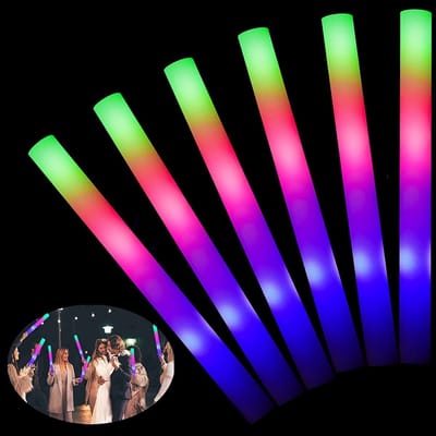 longziming -LED Leuchtstäbe - Schuim Lichtstaven - Feestverlichting - 3 Knipperstanden - 8 Uur Batterijduur - Zacht Schuim En Kunststof - Veilig Voor Kinderen - Ideaal Voor Evenementen - 6 Stuks