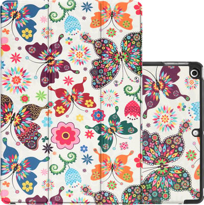 Hoes - Geschikt voor Apple iPad 8 (2020) - 10.2 inch - 8e Generatie - Dun & Stevig - Trifold Bookcase - Hard Cover - Hardcover Book Case - Tablet Hoesje - Vlinders