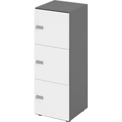 Lockerkast Topas Line, 3 dossierhoogtes, 3 compartimenten, cijferslot, B 400 x D 420 x H 1100 mm, grafiet/wit
