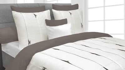 Heckett & Lane Hopper Dekbedovertrek - Tweepersoons - 200x200/220 cm - Offwhite/Taupe Grey