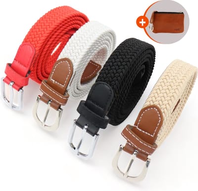 Elastische riem - 4 pak - dames riem - riem elastiek - smalle elastische riemen - gevlochten riem