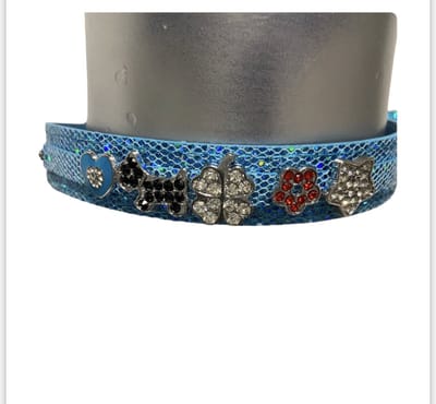 Body Pleasure Blauwe Glitter Halsband met Steentjes – Zelf Samenstellen