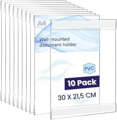 PromoHome Zelfklevende A4 Wandhouder Set - 10 Stuks - Eenvoudige Montage