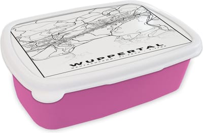 Broodtrommel Roze - Lunchbox - Brooddoos - Stadskaart - Wuppertal - Plattegrond - Kaart - 18x12x6 cm - Kinderen - Meisje