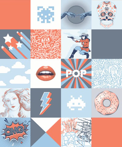 Dutch Wallcoverings - My Kingdom- Pop Art blauw/oranje - M532-01