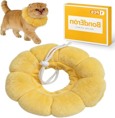 Verstelbare Zachte Zonnebloem Kattenhalsband voor Comfort en Bescherming tegen Lekken, Alternatief voor Kegel, Geschikt voor Kitten en Volwassen Katten