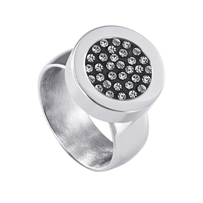 Quiges RVS Schroefsysteem Ring Zilverkleurig Glans 16mm met Verwisselbare Zirkonia 12mm Mini Munt