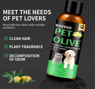 Natuurlijke Olijfessence Huisdier 3-in-1 Shampoo, Haarverzorging En Badgel, Mild En Schoon, Kalmeert De Huid, Maakt De Vacht Glanzend, Veilig En Gezond, Gebruikelijk Voor Katten En Honden
