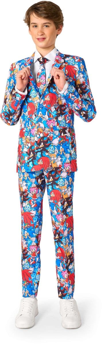 OppoSuits Teen Boys Sonic the Hedgehog™ Pak - Tiener Kostuum - Jongens Pak - Verkleedkleding - Blauw - Maat EU134/140