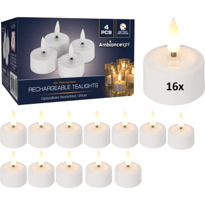 Theelichtjes LED Box 16 stuks Oplaadbaar - Ø4cm *Uitbreidingsset ZONDER oplader*