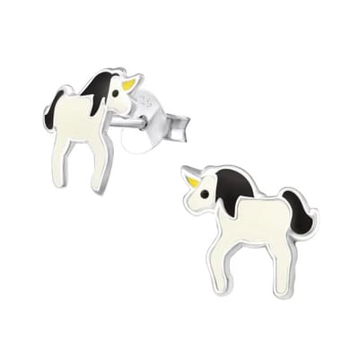 Aramat Jewels | Oorbellen | Zilveren Eenhoorn Oorbellen - Cadeau voor Kind | | | |10mm | Zilver | Kinderen | Verkleurd niet