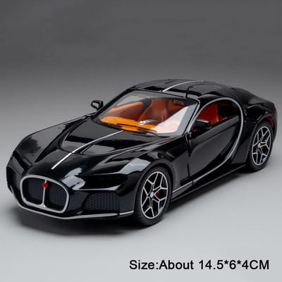 1:32 La Voiture Noire Atlantic Miniatuur Sportwagen Diecast Legering Model Speelgoed Geluid Licht Terugtrekken Deuren Geopend Voertuigen Kinder Speelgoed