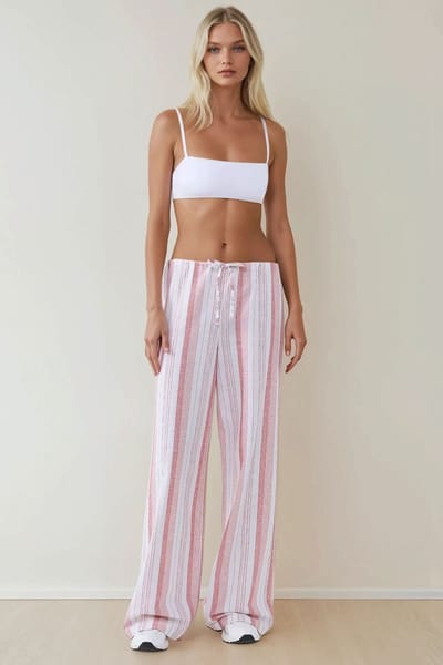 Brede Rechte Gestreepte Relaxed Fit Broek