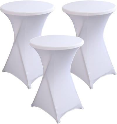 3-delige Set Stretch Statafelhoezen Wit voor Bistrotafels Ø 60-85 cm
