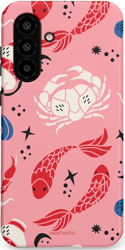 Casetastic hoesje geschikt voor Samsung Galaxy A36 / Samsung Galaxy A56 - Dubbellaagse bescherming - Zodiac in kleur - Fashion Case - Lichtroze Koraal Perzik
