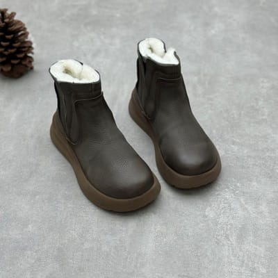 Dames Sneeuwschoenen Bont Wol Pluche Warm Rits Echte Leer Schoenen Laarzen Winter Enkel Dames Laarzen Handgemaakt Dames Sneeuwschoenen 40 black