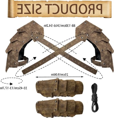 Medieval Faux Leather Schouderbeschermers Set voor Gladiator Kostuums, Vintage Ridder Schouderpantser voor Halloween, LARP en Ren Faire evenementen