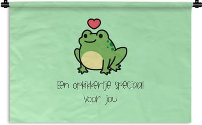Wandkleed - Wanddoek - Beterschap - Quote - Kikker - Opkikker - 180x120 cm - Wandtapijt