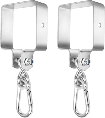 Rocking Clamp met Carabiner Haak van Gegalvaniseerd Staal voor Schommels, 9 x 9 cm, Swing Bevestiging, Set van 2, Ideaal voor Houten Stangen en Tuinaccessoires