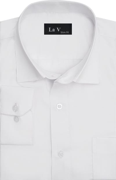 La V heren overhemd slim fit met strijkvrij Wit S