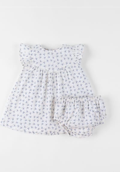 Noukie's - Jurk + bloomer - Katoenen voile - 12 maand 80