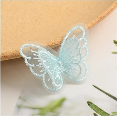 Set van 10 Borduurpatches met Kant en Tule in Vlinderdesign voor DIY Kleding, Tassen en Haaraccessoires - Groen