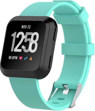 KELERINO. Siliconen bandje geschikt voor Fitbit Versa (Lite) met gespsluiting - Teal - Large