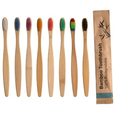 10 stuks Milieuvriendelijke Bamboe Tandenborstel Zachte Borstelharen Biologisch Afbreekbaar Plasticvrij Volwassen Tandenborstel Bamboe Handvat Borstel 10 pcs 1set