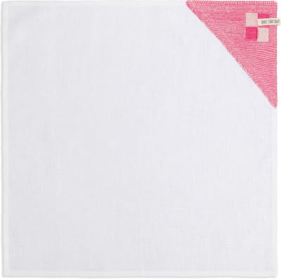 Knit Factory Theedoek Block - Linnen theedoek - Keukenhanddoek - Keukendroogdoeken - Vaatdoeken - Vierkant - Ecru/Fuchsia - Lichtgroen - 65x65 cm