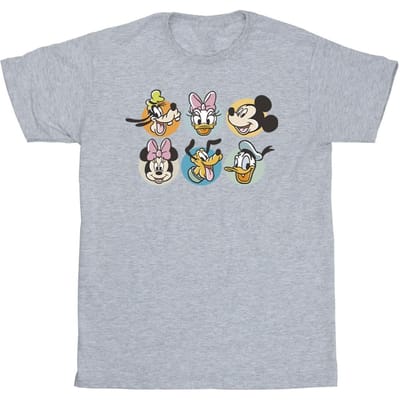 Disney Heren Mickey Mouse And Friends Gezichten T-Shirt (Sportgrijs)